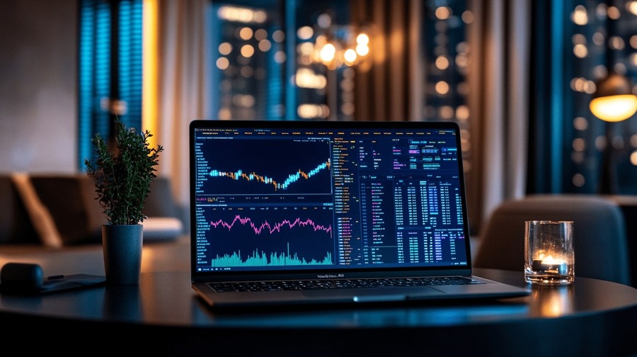 MacBook with financial dashboard MacBook with financial dashboard