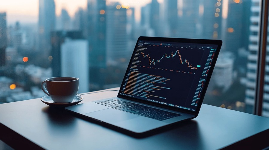 Laptop displaying trading analytics Laptop displaying trading analytics
