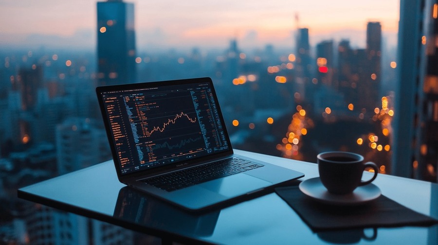 Laptop with trading chart Laptop with trading chart